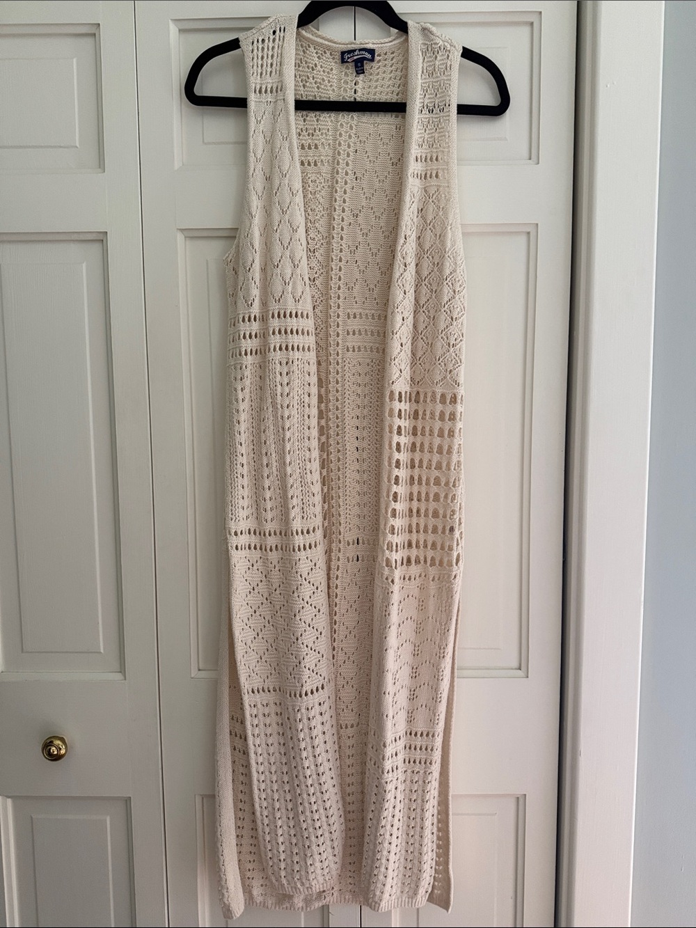 Freshman Cream Open-Knit Sleeveless Vest